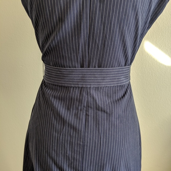 EUC Vintage Calvin Klein Navy Pinstripe Midi Dress - Picture 6 of 8